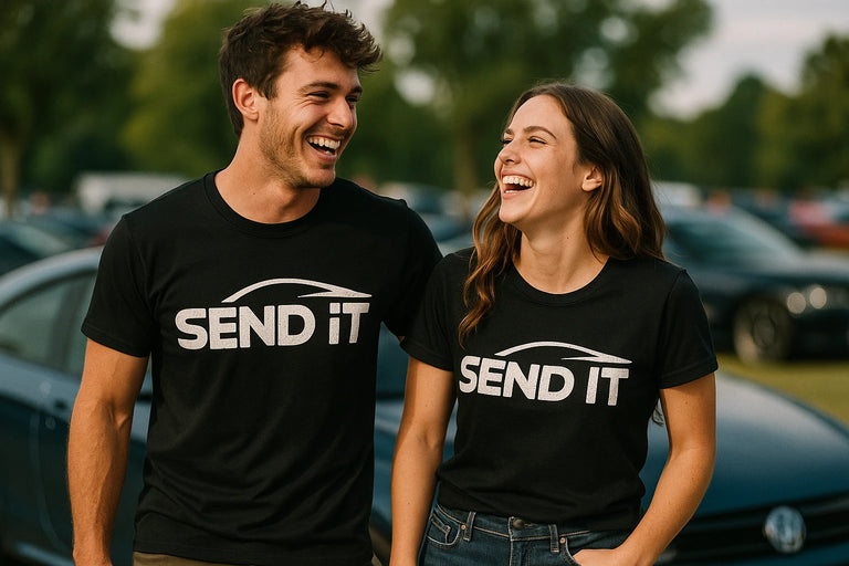 Person wearing the black car t shirt graphic tee - 