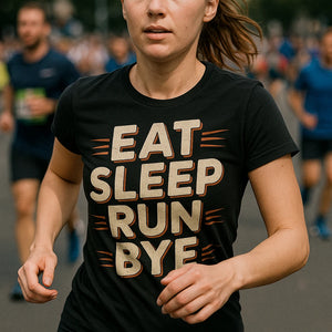 "Eat Sleep Run Bye" black running shirts - also one of the best running tops for men