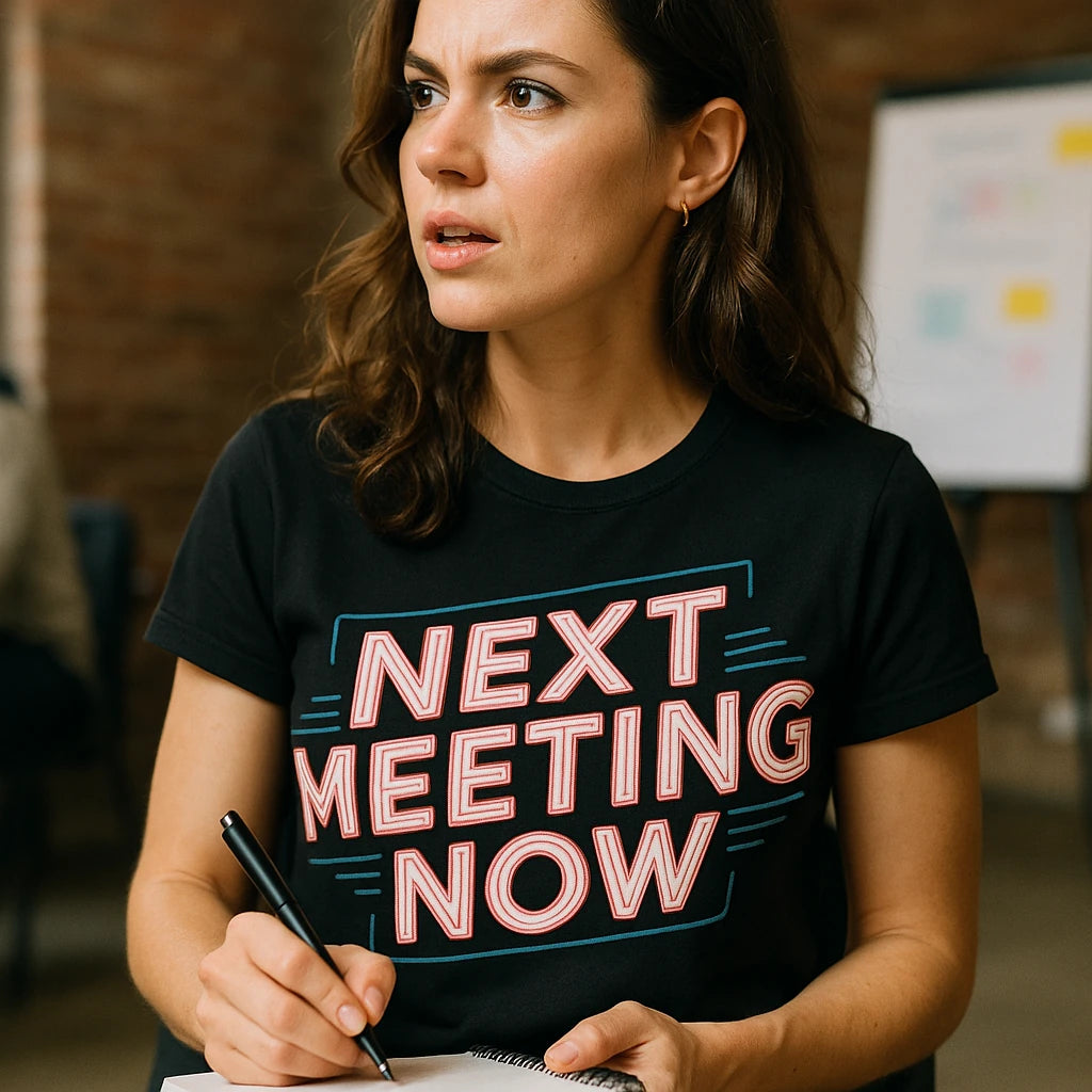 "Next Meeting Now" entrepreneurs t shirt - product photo 8