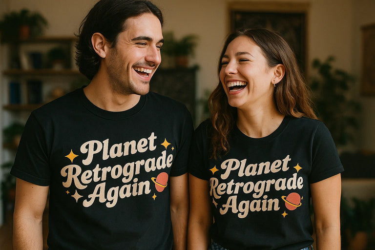 Person wearing the black astrology shirts graphic tee - 