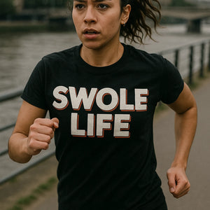 "Swole Life" black exercising shirts - also a crop top for exercise