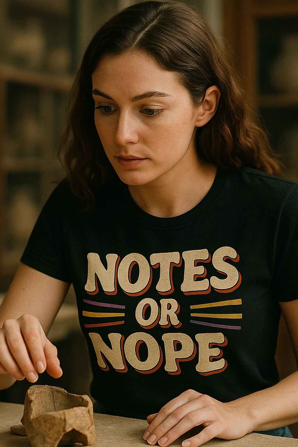 "Notes Or Nope" black studying t shirt, photographed as studying lover gift