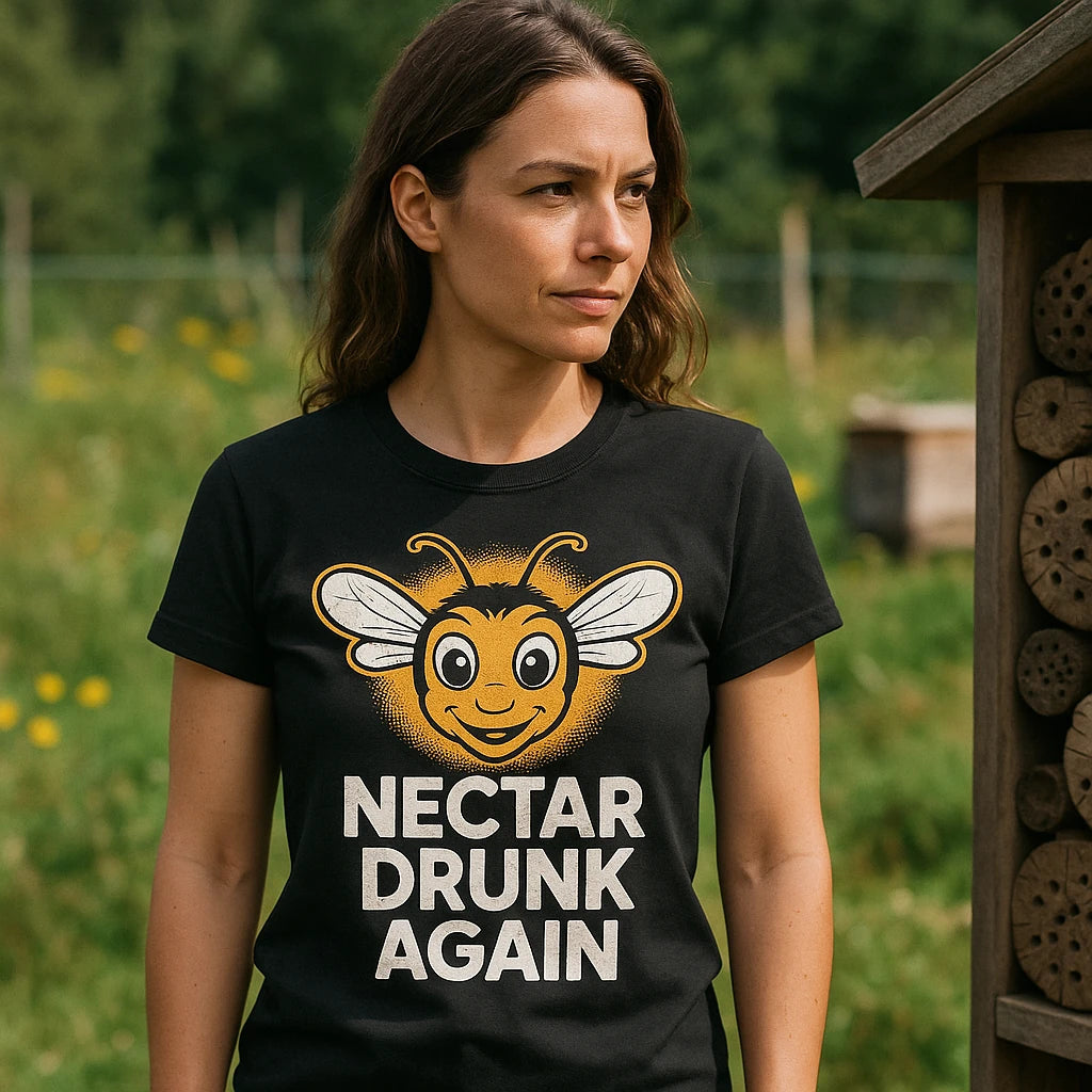 "Nectar Drunk Again" black bee t shirt - also a bees do so much for the environment shirt