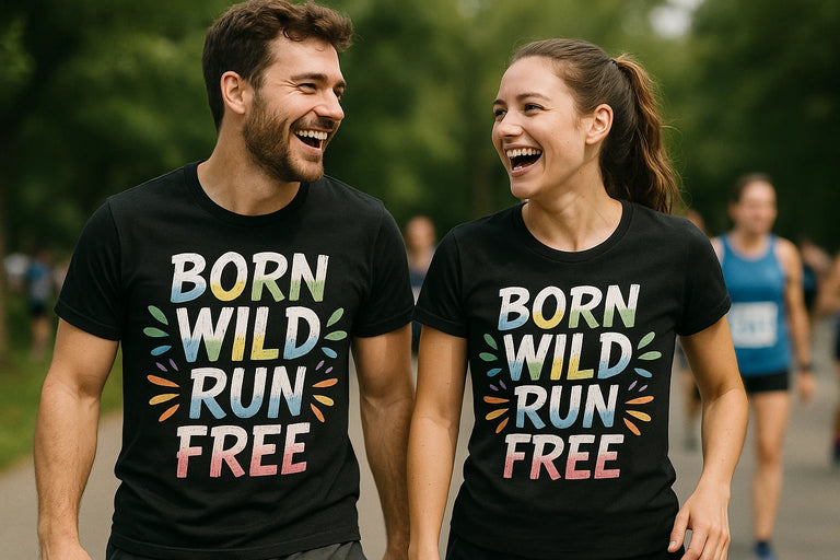 Person wearing the black running tee graphic tee - 