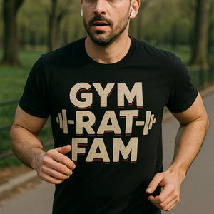 "Gym Rat Fam" black exercise shirts womens - also a crop top for exercise