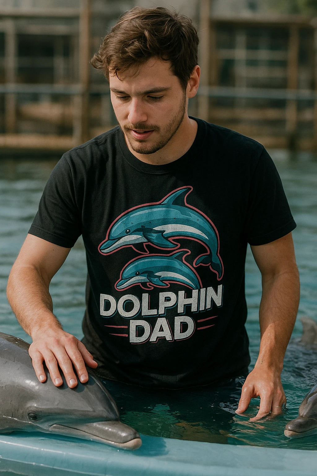 "Dolphin Dad" black dolphin tee - also a dolphin jerseys for sale
