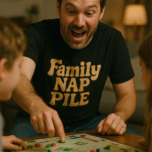 "Family Nap Pile" black family life t shirt - a birthday gift for family life lover