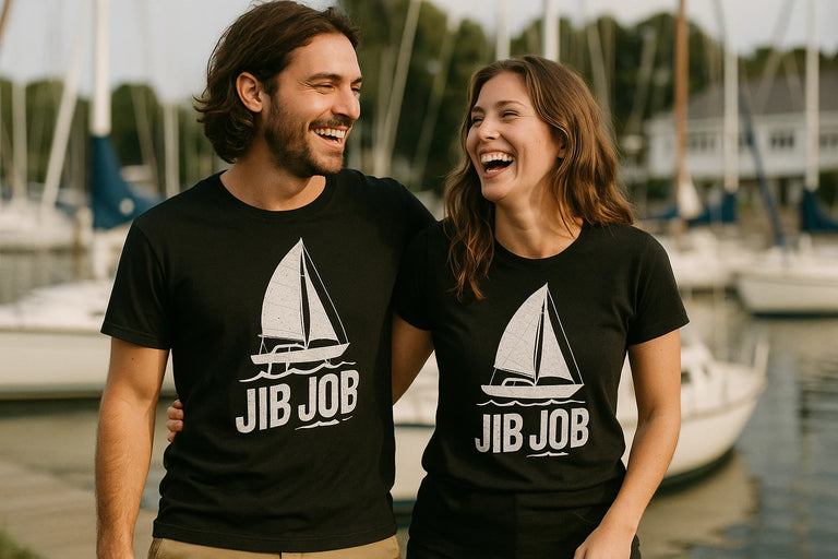 Person wearing the black sailing shirts graphic tee - 