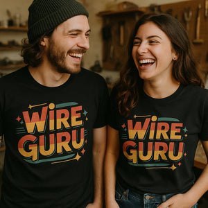 Person wearing the black jewelry making shirts graphic tee - "Wire Guru" design