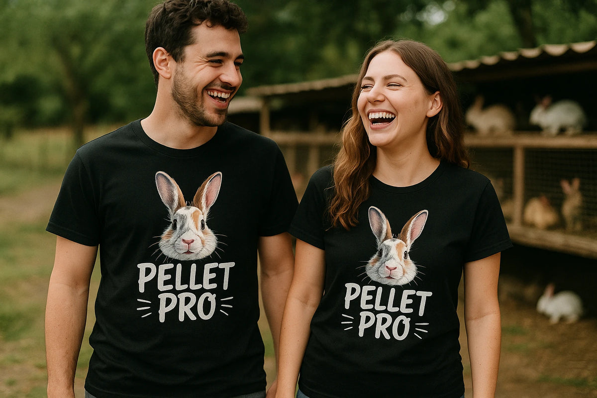 Person wearing the black rabbit tshirts graphic tee - "Pellet Pro" design