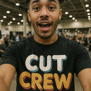 "Cut Crew" black hairdresser shirts - a christmas present ideas for hairdresser