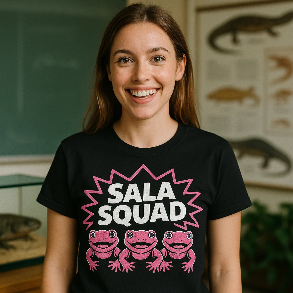 "Sala Squad" black salamanders shirts, photographed as salamanders lover gift