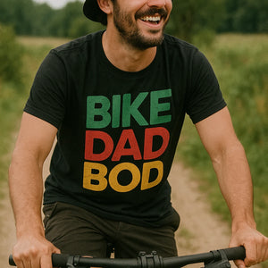 "Bike Dad Bod" black custom cycling shirts - also a long sleeve cycling jersey for hot weather