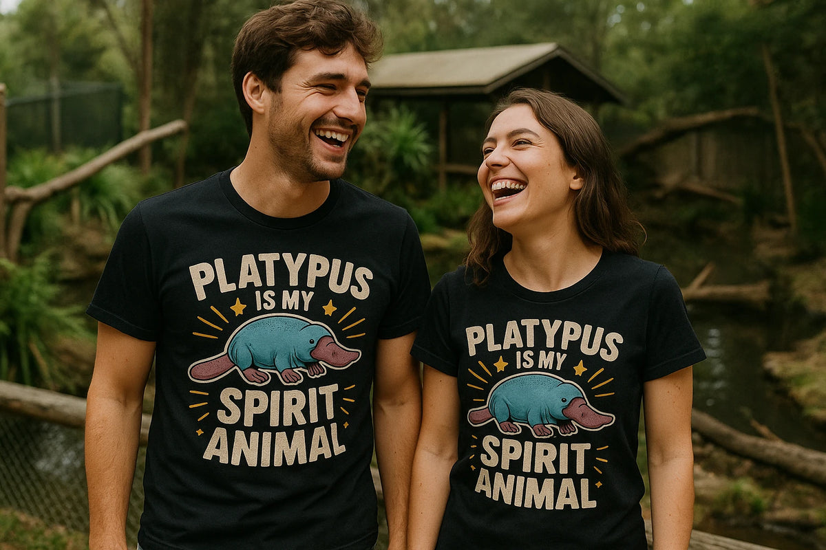 Person wearing the black platypus t shirt graphic tee - "Platypus Is My Spirit Animal" design
