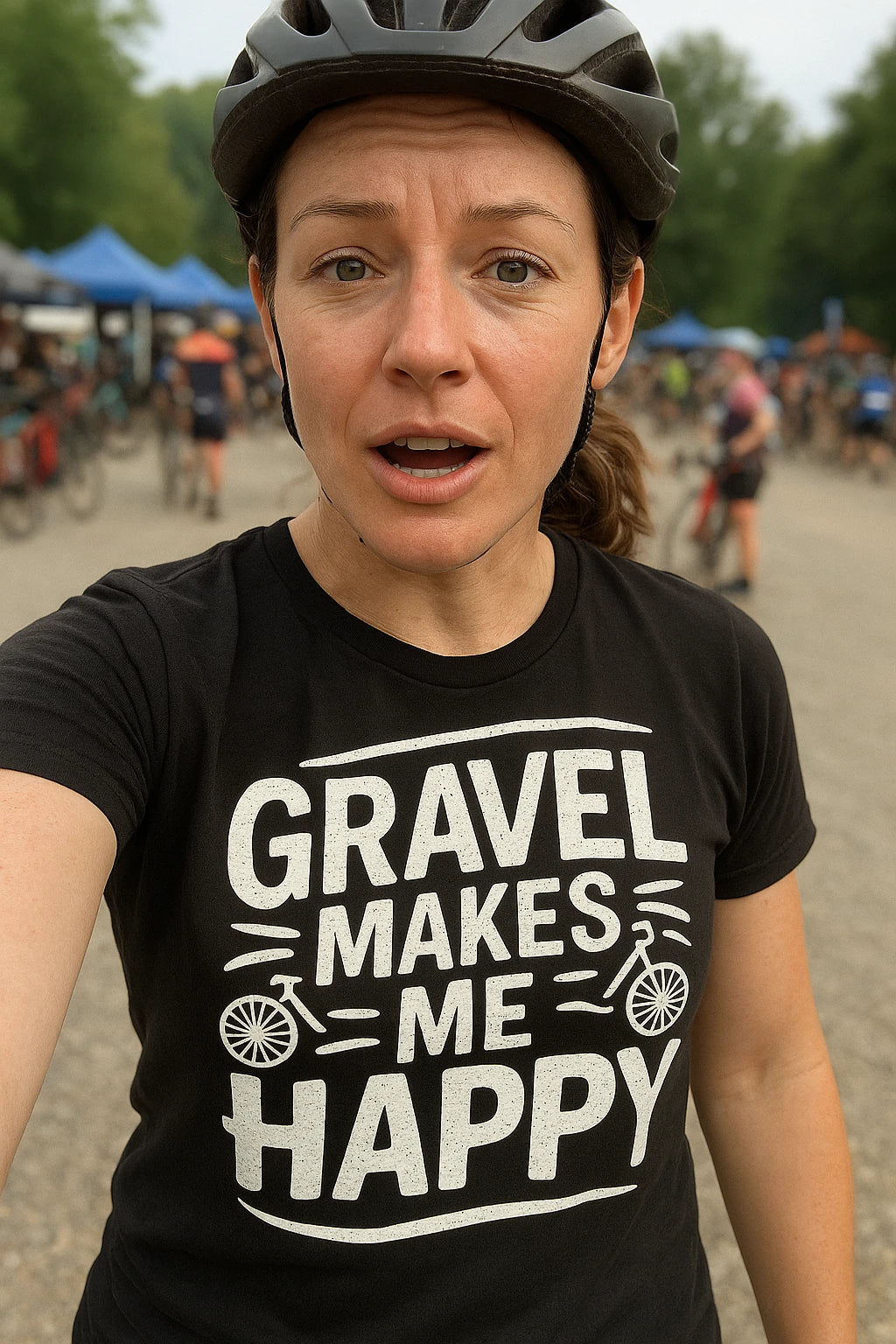 "Gravel Makes Me Happy" black biking shirts - a birthday gifts for bike lovers