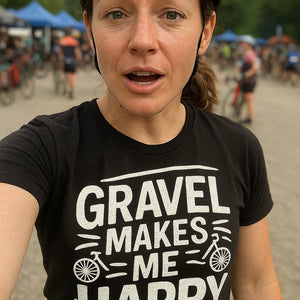 "Gravel Makes Me Happy" black biking shirts - a birthday gifts for bike lovers