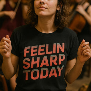 "Feelin Sharp Today" black funny classical music t shirts - also a gift ideas for classical musicians