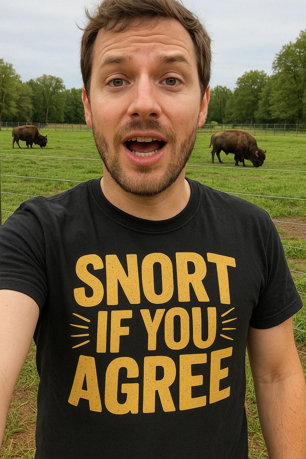 "Snort If You Agree" bison t shirt - product photo 7