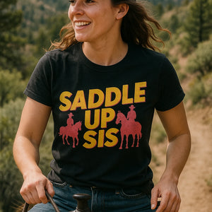"Saddle Up Sis" black shirts for horseback riding - also a horse riding clothes for 2 year olds