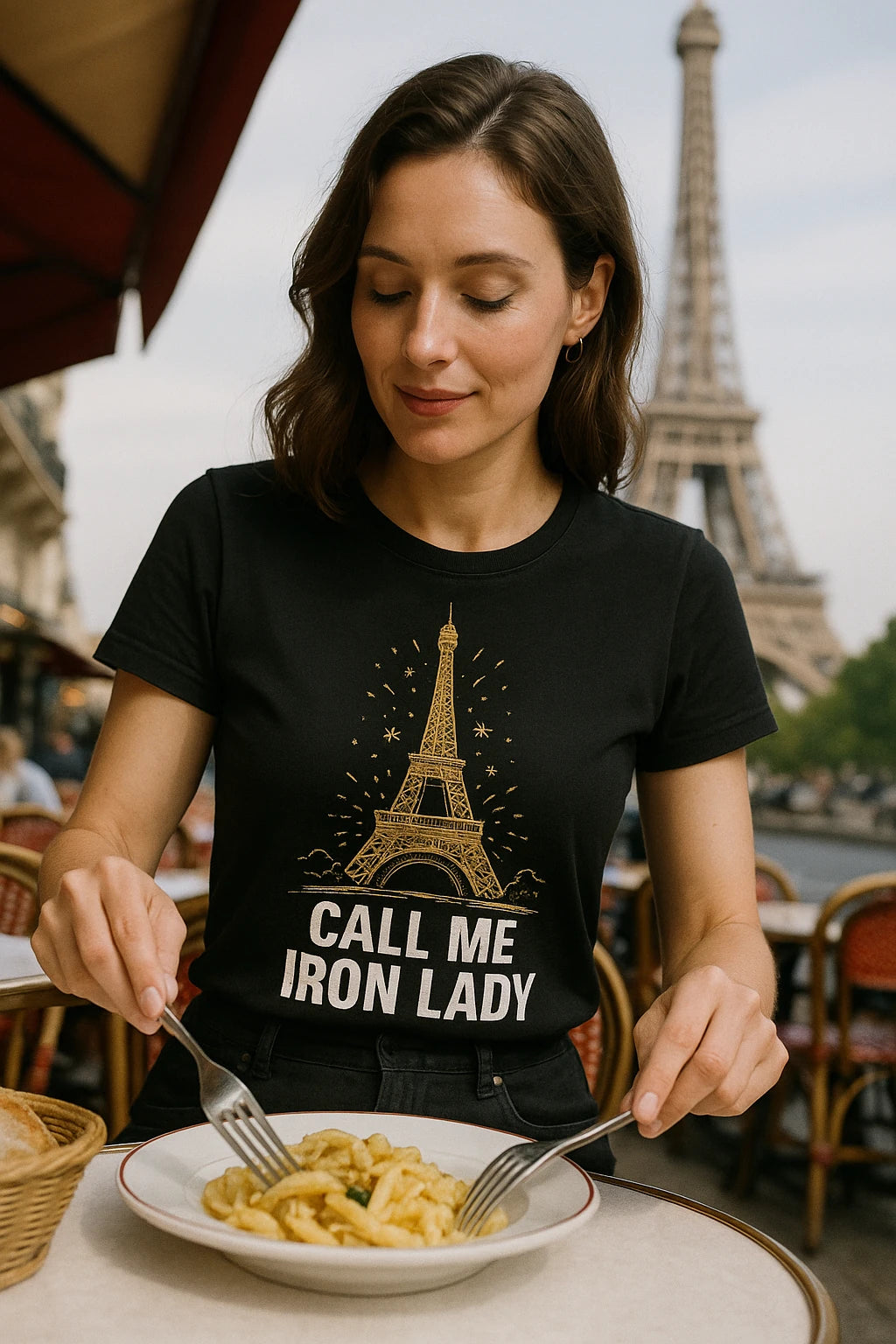 "Call Me Iron Lady" black t shirt eiffel tower - a birthday gift for the eiffel tower lover