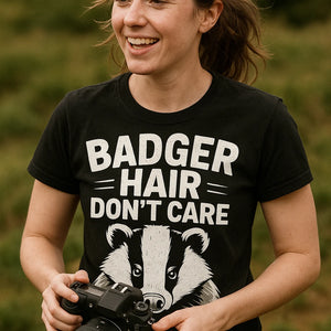 "Badger Hair Don'T Care" black badgers t shirt - a birthday gift for badgers lover