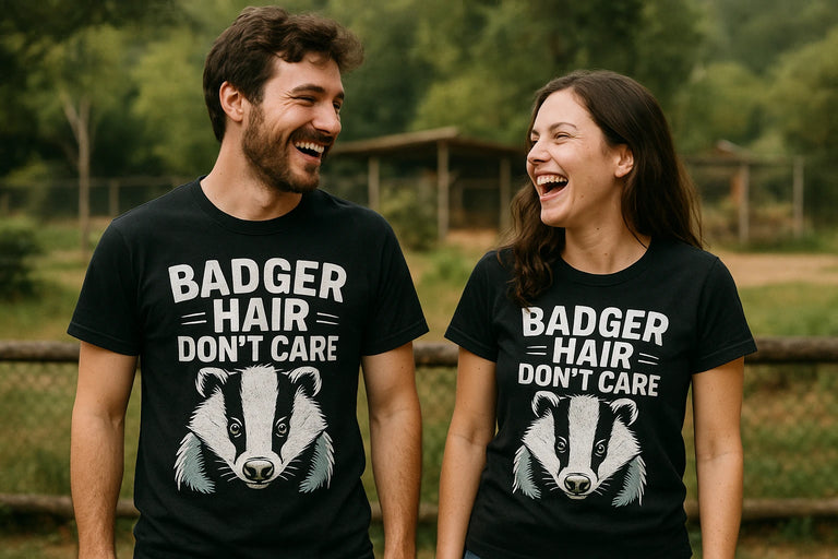 Person wearing the black badgers t shirt graphic tee - 