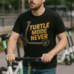 "Turtle Mode Never" black electric scooter shirts - a birthday gift for electric scooter lover