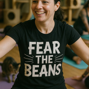 "Fear the Beans" black cat lovers t shirt - also a clothes for cat lovers