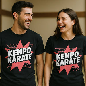 Person wearing the black martial art t shirt graphic tee - "Kenpo Karate" design